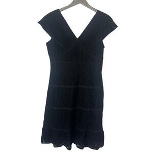 Nanette Lepore Black Lace V Neck Dress